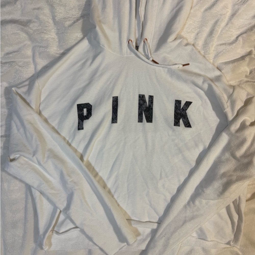 VS PINK White Hoodie with Back Cutout